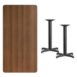 30'' x 60'' Rectangular Walnut Laminate Table Top with 22'' x 22'' Table Height Bases