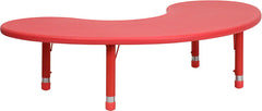 35''W x 65''L Height Adjustable Half-Moon Red Plastic Activity Table