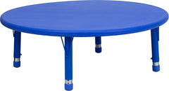 45'' Round Height Adjustable Blue Plastic Activity Table