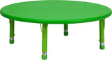 45'' Round Height Adjustable Green Plastic Activity Table