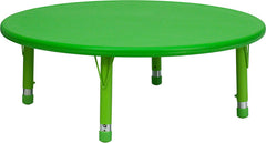 45'' Round Height Adjustable Green Plastic Activity Table