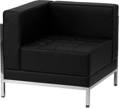 HERCULES Imagination Series Contemporary Black Leather Left Corner Chair with Encasing Frame