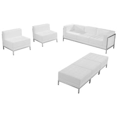 HERCULES Imagination Series White Leather Sofa, Chair & Ottoman Set