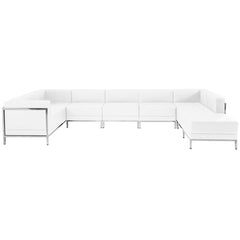 HERCULES Imagination Series White Leather U-Shape Sectional Configuration, 7 Pieces